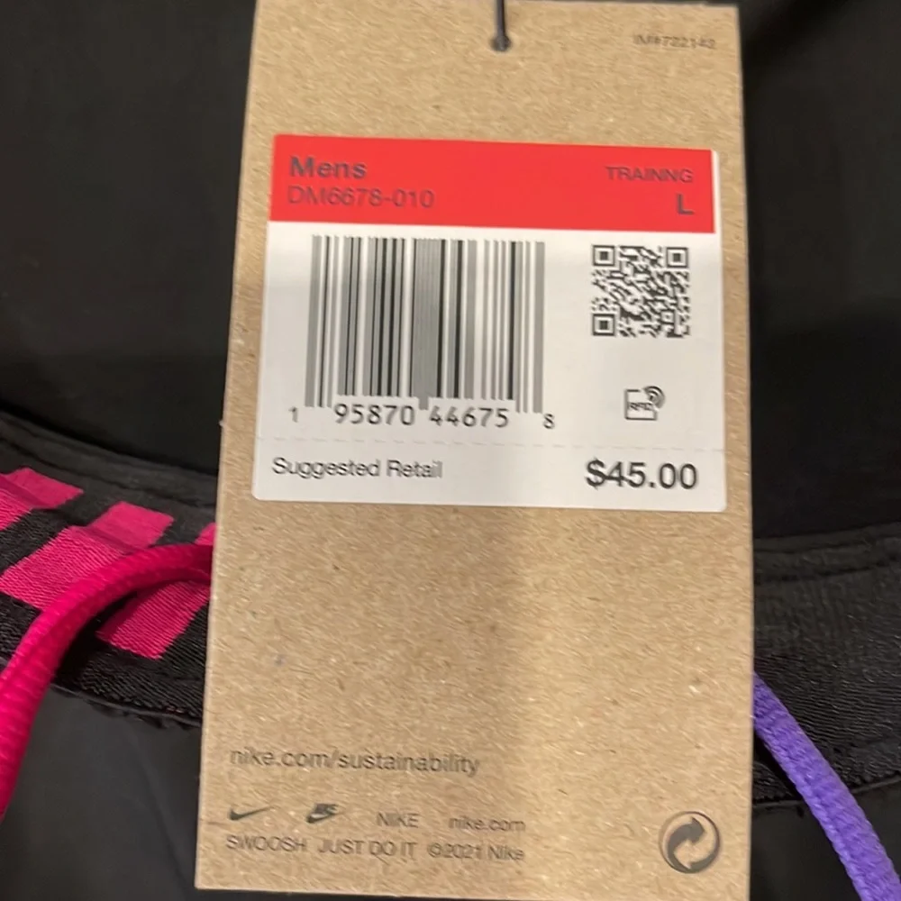 Nike Mens standard dry fit black short. Shiny fabric thin. - Picture 2 of 3